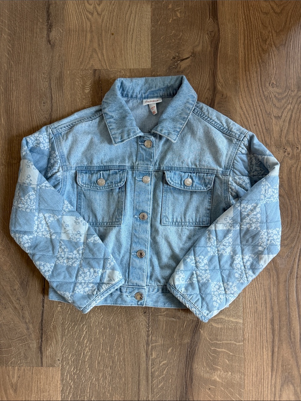 Cat & Jack Light Blue Quilted-Sleeve Denim Jacket